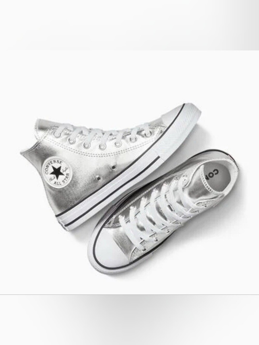 NWT Converse Metallic Silver All Stars
